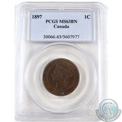 1-cent 1897 PCGS Certified MS-63 Brown.