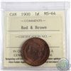 Image 1 : 1-cent 1900 ICCS Certified MS-64 Red & Brown. Very attractive Key date