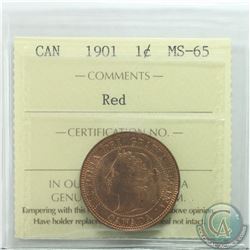 1-cent 1901 ICCS Certified MS-65 RED  A Nice Deep Burnt orange original with Red Luster.