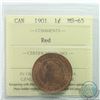 Image 1 : 1-cent 1901 ICCS Certified MS-65 RED  A Nice Deep Burnt orange original with Red Luster.
