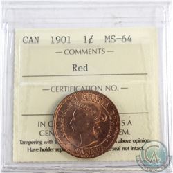 1-cent 1901 ICCS Certified MS-64 RED