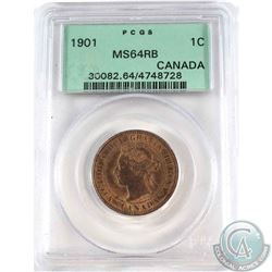 1-cent 1901 PCGS Certified MS-64 RB.