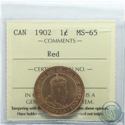 1-cent 1902 ICCS Certified MS-65 RED. Nice First Year Edward VII coin