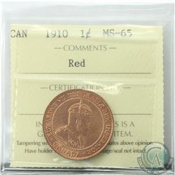 1-cent 1910 ICCS Certified MS-65 RED  Tied for the 2nd Highest grade by ICCS.