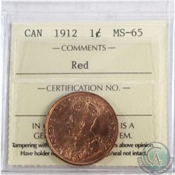 1-cent 1912 ICCS Certified MS-65 RED  Great eye appeal.