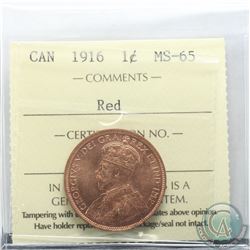 1-cent 1916 ICCS Certified MS-65 RED.