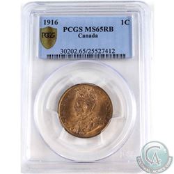 1-cent 1916 PCGS Certified MS-65 RB. Coin is primarily red with deep lustrous tones.