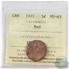 Image 1 : 1-cent 1921 ICCS Certified MS-63 Red.