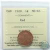 Image 1 : 1-cent 1928 ICCS Certified MS-65 RED  *Tied for the highest grade *