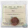 Image 1 : 1-cent 1930 ICCS Certified MS-65 RED  *LOW POP* Tied for the highest grade
