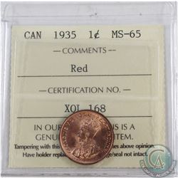 1-cent 1935 ICCS Certified MS-65 RED. Great Eye Appeal.