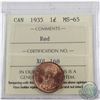 Image 1 : 1-cent 1935 ICCS Certified MS-65 RED. Great Eye Appeal.