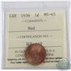 Image 1 : 1-cent 1936 ICCS Certified MS-65 RED.