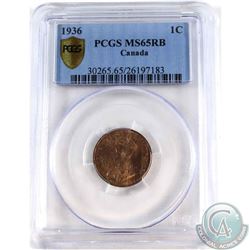 1-cent 1936 PCGS Certified MS-65 RB.
