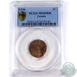 1-cent 1936 PCGS Certified MS-65 RB.