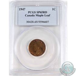 1-cent 1947 Maple Leaf PCGS Certified SP-65 Red.