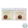 Image 1 : 1-cent 1947 ML Ptd 7 ICCS Certified MS-65 Red & 1948 A off Denticle ICCS Certified MS-64 Red. 2pcs.