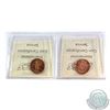 Image 2 : 1-cent 1947 ML Ptd 7 ICCS Certified MS-65 Red & 1948 A off Denticle ICCS Certified MS-64 Red. 2pcs.