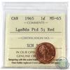 Image 1 : 1-cent 1965 LgeBds Ptd 5 ICCS Certified MS-65 Red.