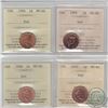 Image 1 : 1-cent 1994, 1995, 1998 & 2000 ICCS Certified MS-66 Red. 4pcs