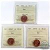 Image 1 : 1-cent 2001, 2004P, 2005P ICCS Certified MS-67 Red. 3pcs.