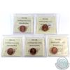 Image 2 : 1-cent 2006, 2006P, 2008 Mag., 2009 Non Mag., & 2011 Non Mag. ICCS Certified MS-66 Red. 5pcs.