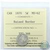 Image 1 : 5-cent 1870 Raised Border ICCS Certified MS-62. Nice full Blast White coin.