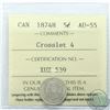 Image 1 : 5-cent 1874H Crosslet 4 ICCS Certified AU-55