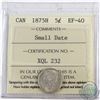 Image 1 : 5-cent 1875H Small Date ICCS Certified EF-40 *KEY DATE*