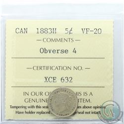 5-cent 1883H Obverse 4 ICCS Certified VF-20