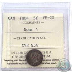 5-cent 1884 Near 4 ICCS Certified VF-20