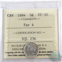 5-cent 1884 Far 4 ICCS Certified VF-30. *Key Date*