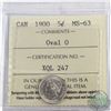 Image 1 : 5-cent 1900 Oval 0 ICCS Certified MS-63  Exceptional Eye appeal.