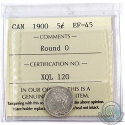 5-cent 1900 Round 0 ICCS Certified EF-45.