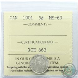 5-cent 1901 ICCS Certified MS-63