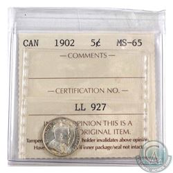 5-cent 1902 ICCS Certified MS-65