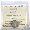 Image 1 : 5-cent 1908 Large 8 ICCS Certified VF-20