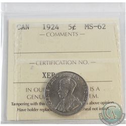 5-cent 1924 ICCS Certified MS-62