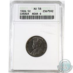 5-cent 1926 Near 6 ANACS Certified AU-58.