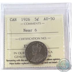 5-cent 1926 Near 6 ICCS Certified AU-50