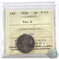 5-cent 1926 Far 6 ICCS Certified F-15.