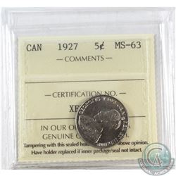 5-cent 1927 ICCS Certified MS-63.