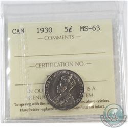 5-cent 1930 ICCS Certified MS-63.