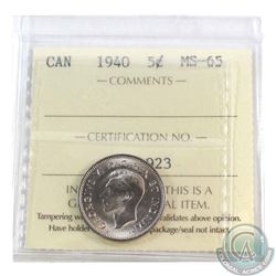 5-cent 1940 ICCS Certified MS-65. Tied for the highest grade