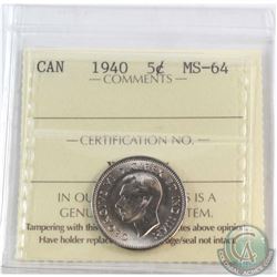 5-cent 1940 ICCS Certified MS-64