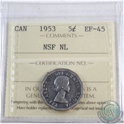 5-cent 1953 NSF NL Mule ICCS Certified EF-45.