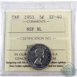 5-cent 1953 NSF NL Mule ICCS Certified EF-40. A choice example of this variety.