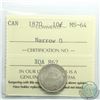 Image 1 : 10-cent 1870 Narrow 0 ICCS Certified MS-64. Coin has attractive mint lustre.