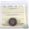 Image 1 : 10-cent 1875H ICCS Certified F-15. Nice key date with even gunmetal grey toning.