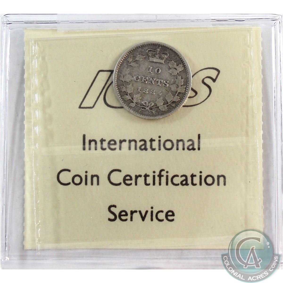 10 Cent 1884 Iccs Certified Vg 8 Key Date Soft Original Grey Tone